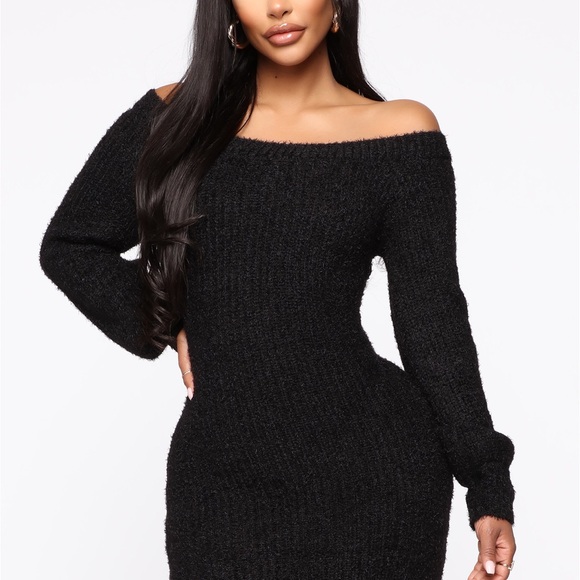 NWT Small Off Shoulder Mini Dress fuzzy black S
Long Sleeve Bella Cozy Stretch - Picture 4 of 7